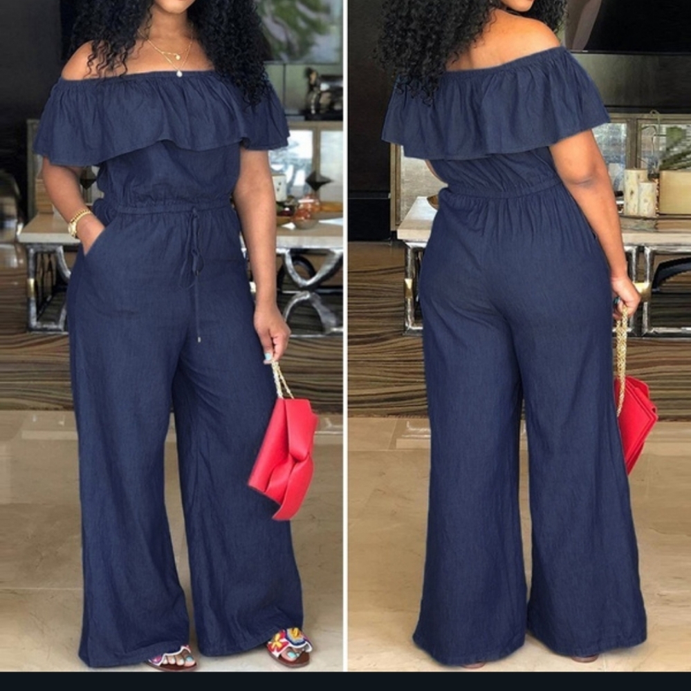 Dark blue Jean romper xl